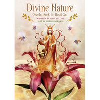 Divine Nature Oracle Deck & Book Set with ethereal figure on pink lily