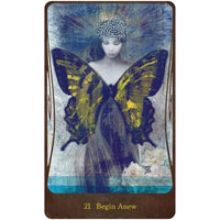 Mystical tarot card of winged woman in blue gold from Divine Nature Oracle Deck LV9578