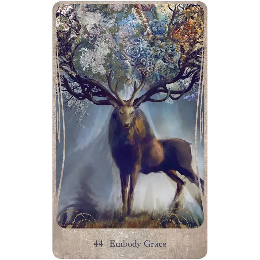 Mystical floral-antlered deer in Divine Nature Oracle Deck LV9578