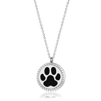 Dog Paw with Crystal Essential Oil Necklace Gift #LV9138