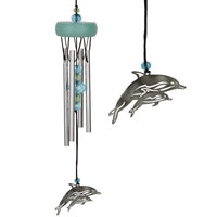 Silver Dolphin Chime Woodstock WCFD with Turquoise Beads and Tubes