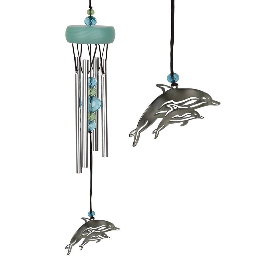 Silver Dolphin Chime Woodstock WCFD with Turquoise Beads and Tubes