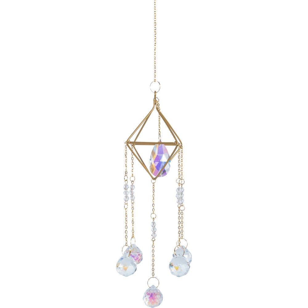 Double Pyramid Diamond Crystal Prism Suncatcher – 9”