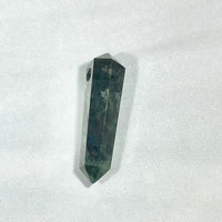 Thumbnail for Dark green hexagonal double terminated crystal point pendant for jewelry making