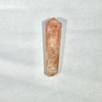 Thumbnail for Pink-orange double terminated crystal point pendant showcasing natural raw texture