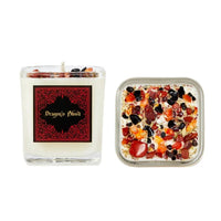 Square candles with embedded stones from Dragon’s Blood Ritual Candles Soy Candle series