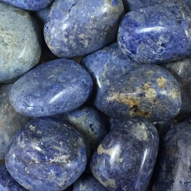 Polished Dumortierite Tumbled Pebble T403 with deep blue and white streaks for decor