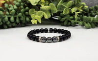 Thumbnail for Hematite and Black Obsidian Bracelet 8mm Beads #LV3991