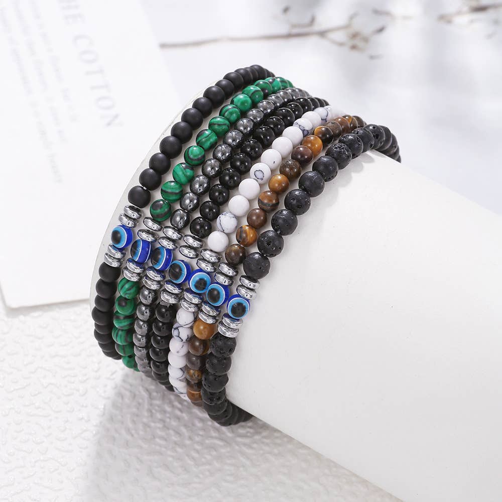 Gemstone Evil Eye Protection Bracelet Choose Stone #LV4412