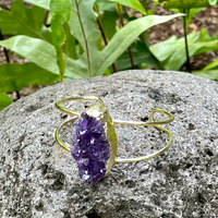 Thumbnail for Large Amethyst Geode Gold Bangle #LV5288