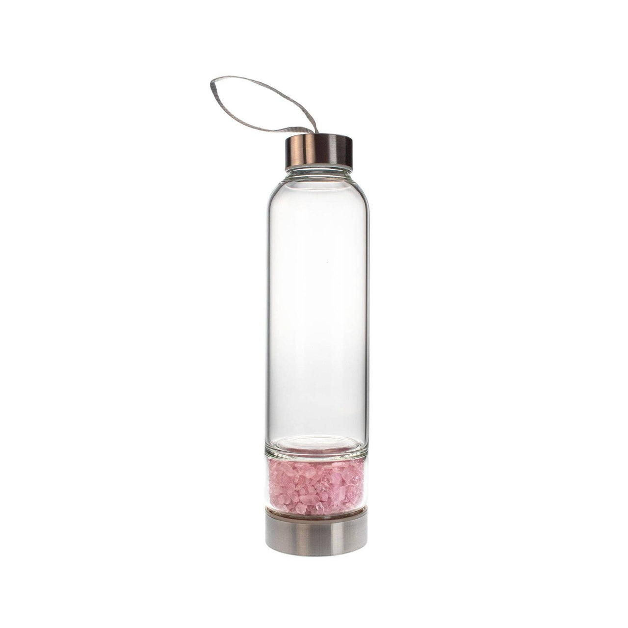 Glass Water Bottle with Crystal Compartment and Sleeve - includes mini crystals #BC0557
