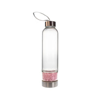 Glass Water Bottle with Crystal Compartment and Sleeve - includes mini crystals #BC0557