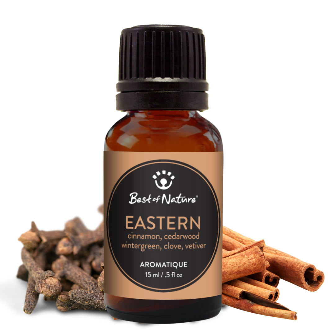 Eastern Aromatique essential oil blend 15ml by Best of Nature in brown glass bottle