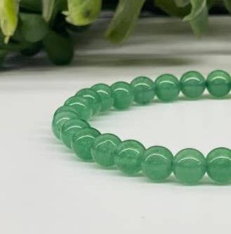 Green Jade 7" Bracelet with 6mm Beads #LV4376