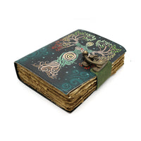 Embossed Goddess of Life blank leather journal with tree-of-life design