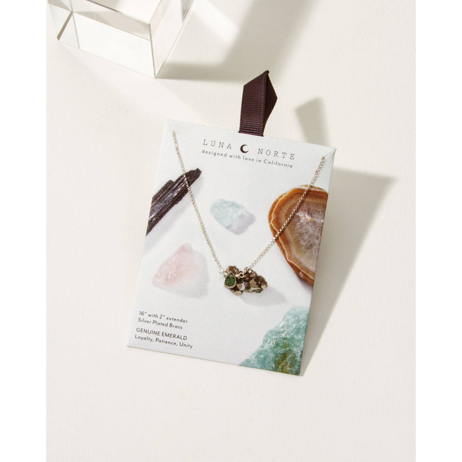 Emerald Delicate Gemstone Silver Necklace #LV9109 $39