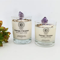 Crystal-topped candles from Energy Cleanse Scented Intention Soy Candle collection