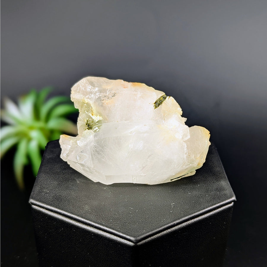 Translucent quartz crystal formation in Epidote in Quartz 2.5-inch natural cluster