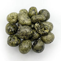 Thumbnail for Close up of EPIDOTE Tumbled Stone with Rough Druzy Crystal aka Pistacite #ET03