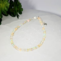 Delicate Ethiopian Opal 3mm Bracelet with Silver Heart Charm #BC0286