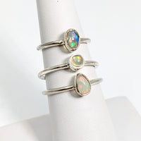 Thumbnail for Ethiopian Opal Polished Sterling Silver Dainty Rings on a White Holder - Style #SK9025