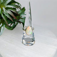 Thumbnail for Ethiopian Opal Ring S.S. Teardrop Size 7 #LV5998 - $130