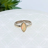 Thumbnail for Sterling silver marquis ring featuring Ethiopian Opal gemstone size 4.5