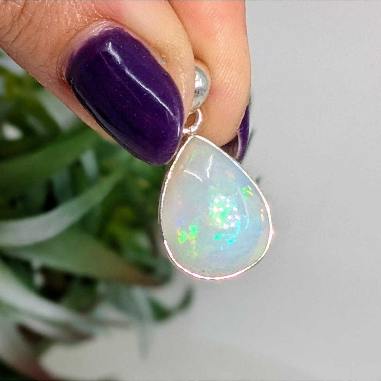 Ethiopian Opal Teardrop Pendant Sterling Silver #LV5915