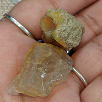 Yellow Ethiopian Welo Opal Rough Crystal Pendant Necklace with Silver Chain
