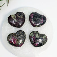 Thumbnail for Polished ruby-zoisite small heart bliss crystals for heart area display in Eudialyte #LV7615
