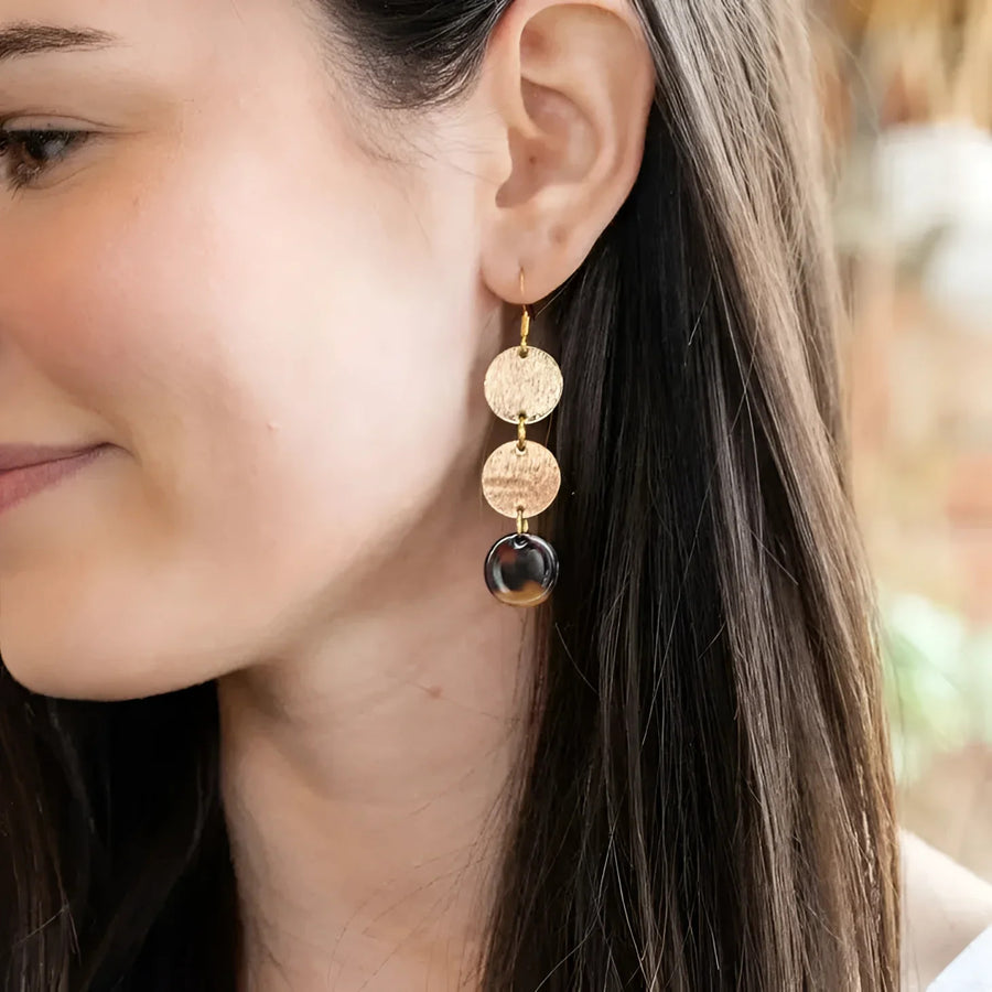 Elegant gold and black Evelyn Earrings - Tortoise #LV3819 in stylish display