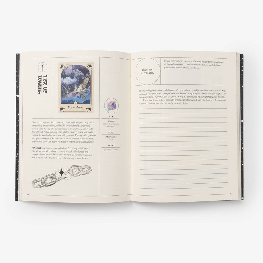 Open book with lined pages and artwork from Every Little Thing You Do Is Magic Workbook