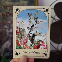 Tarot card of eight birds in flight on branches for Every Little Thing You Do Is Magic Workbook