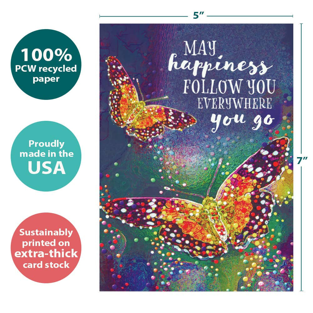 Vibrant Everywhere You Go Birthday Greeting Card #21656 with colorful speckled butterflies