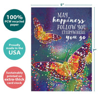 Vibrant Everywhere You Go Birthday Greeting Card #21656 with colorful speckled butterflies