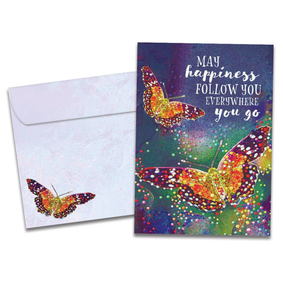 Vibrant multicolored butterfly Everywhere You Go birthday card #21656