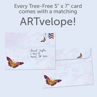 White textured artvelope with orange black butterfly designs Everywhere You Go Birthday Card 21656