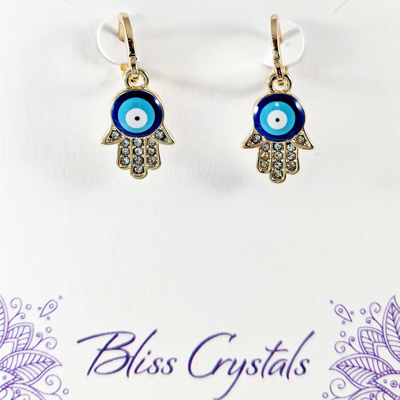 Evil Eye Gold Plated Copper Earrings in Blue - Evil Eye Gold Style #J744