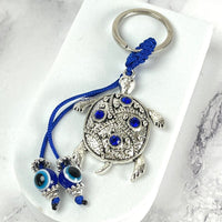 Thumbnail for Evil Eye Keychain with Turtle and Blue Bead - Protect and Adorn with #Q198 Ornament
