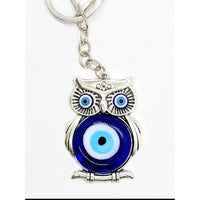 Thumbnail for Evil Eye Keychain: Blue Owl with Blue Eye, Product #Q198