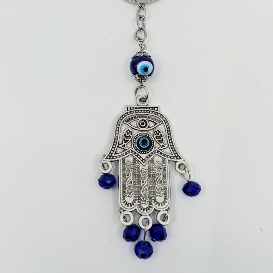 Evil Eye Keychain with Hamsa Hand and Evil Eye Charm for protection and referral history