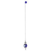 Blue glass evil eye pendulum with silver chain LV9682