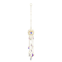 Gold-toned Evil Eye Prism Suncatcher #LV9675 with purple crystal charms
