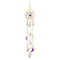 Gold-toned Evil Eye Prism Suncatcher #LV9675 with blue gem center