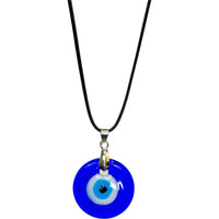 Thumbnail for Evil Eye Protection Necklace: Blue Glass Pendant with Black Cord - #J052