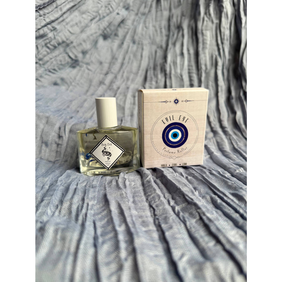 Evil Eye Vanilla Crystal Perfume Roller in clear glass bottle, 15ml