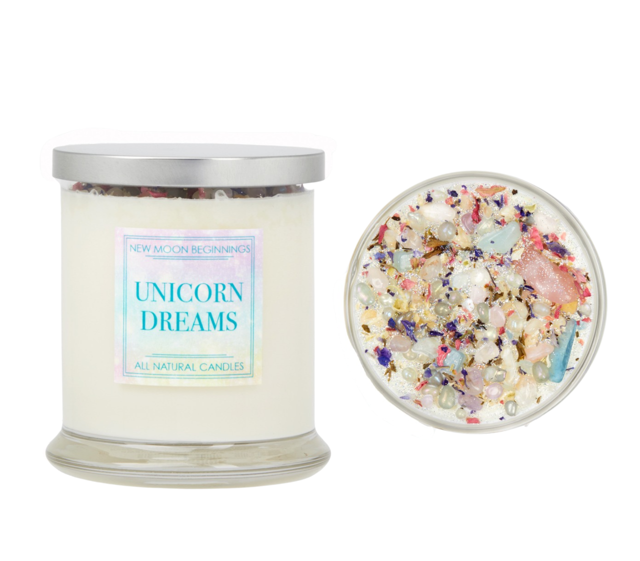 Unicorn Dreams Candle - Soy Candles Flower & Crystal Candles #BC0558