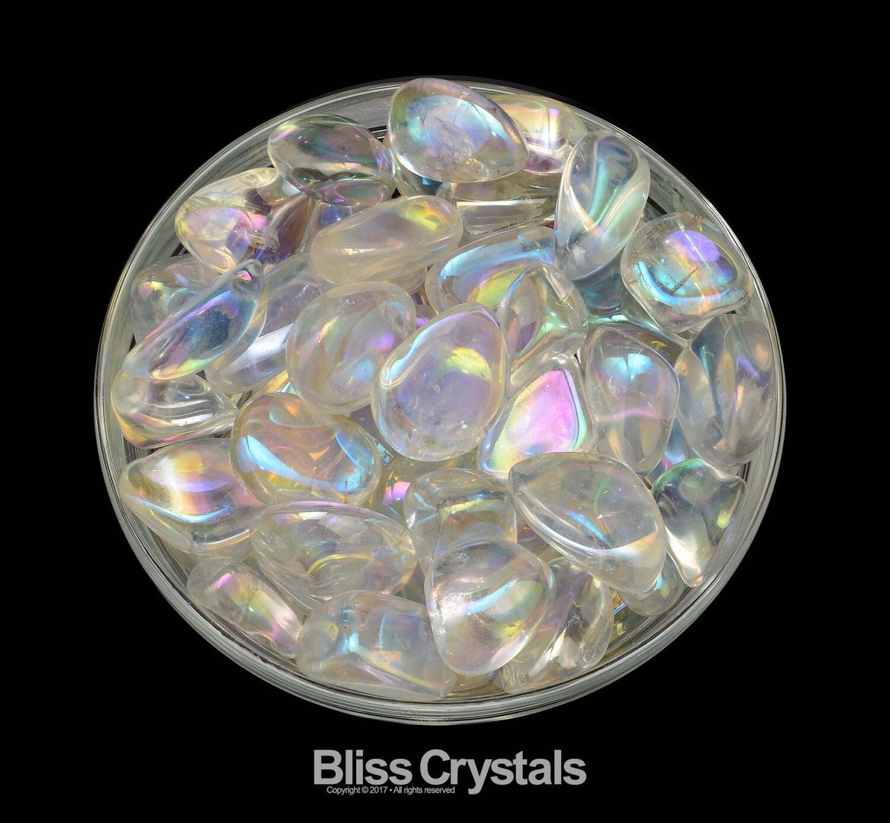 1 Large CLEAR QUARTZ Titanium Rainbow Aura Tumbled Stone aka Opal Aura Quartz Crystal #AQ01