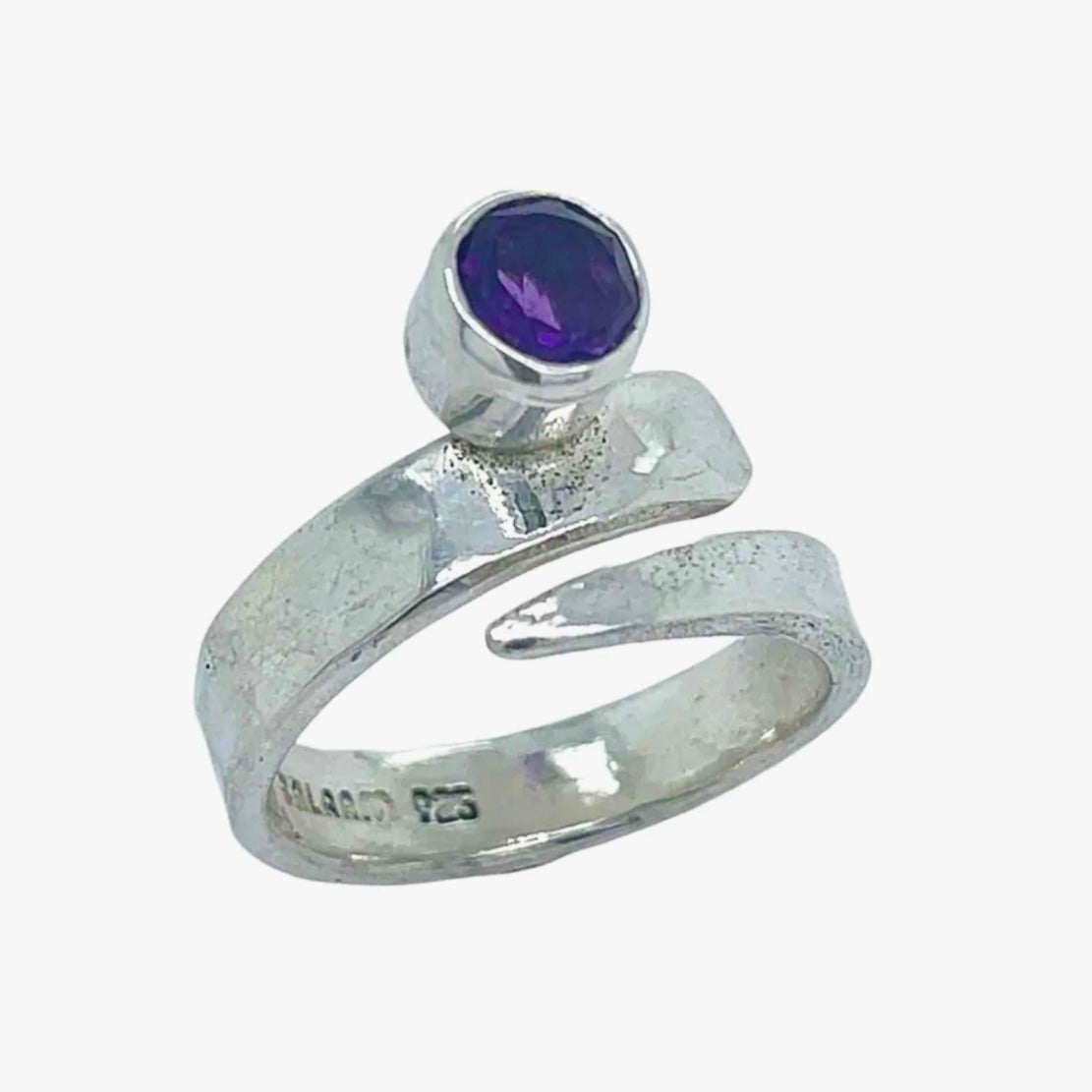 Faceted Amethyst Sterling Silver Spiral Ring by Balaam Jewelry Keepsake #LV3829