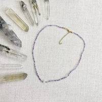 Faceted Amethyst and Herkimer Diamond Lavender Beaded Necklace